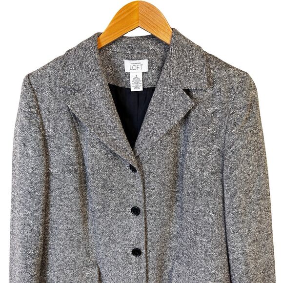 Loft Coat Wool Silk Blend Gray Women’s Size 8 Career Outerwear - Picture 8 of 13